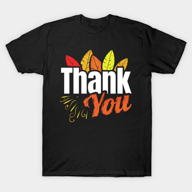 Thank You Logo with Colored Feathers Thanksgiving T-Shirt by SinBle